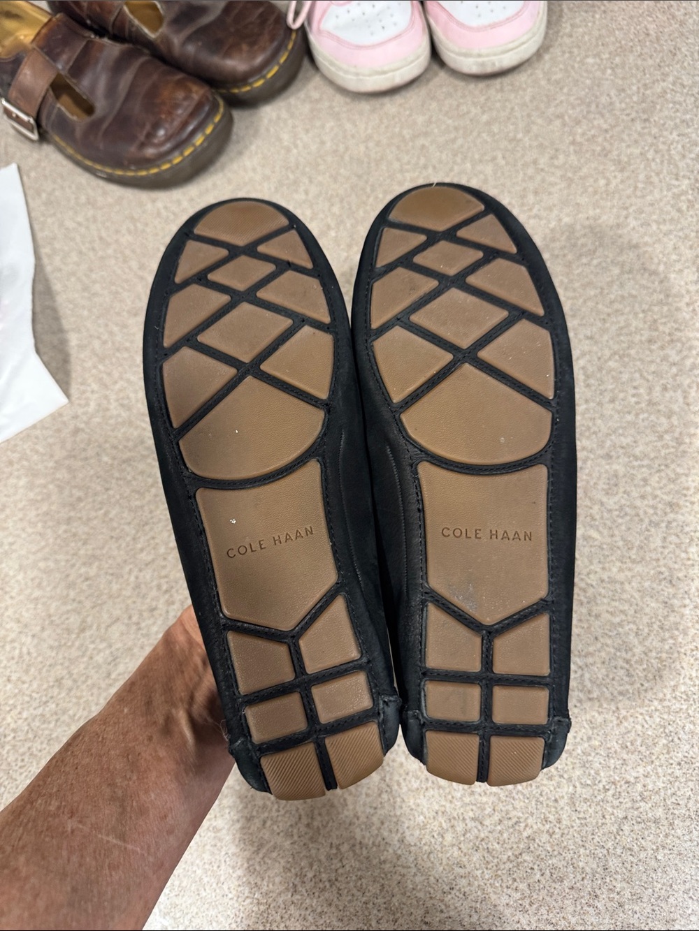 Cole Haan Black Suede Women's Loafers with Gold Hardware - Picture 5 of 6